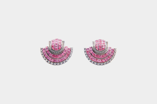 Pink Princess Fan Stud Earrings