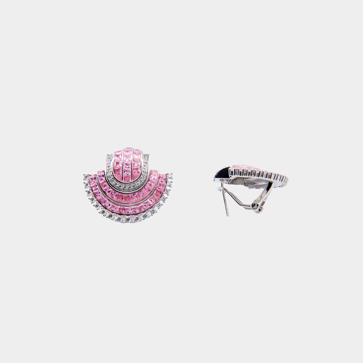 Pink Princess Fan Stud Earrings