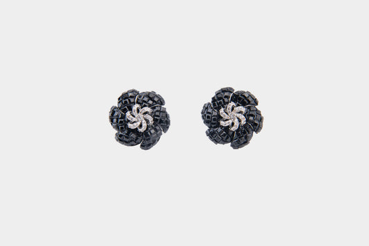 Black Rose Stud Earrings