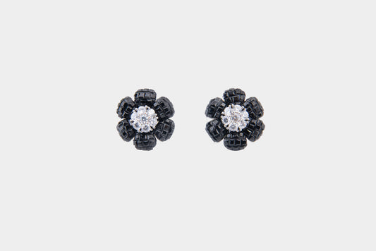 Noir Bloom Floral Stud Earrings