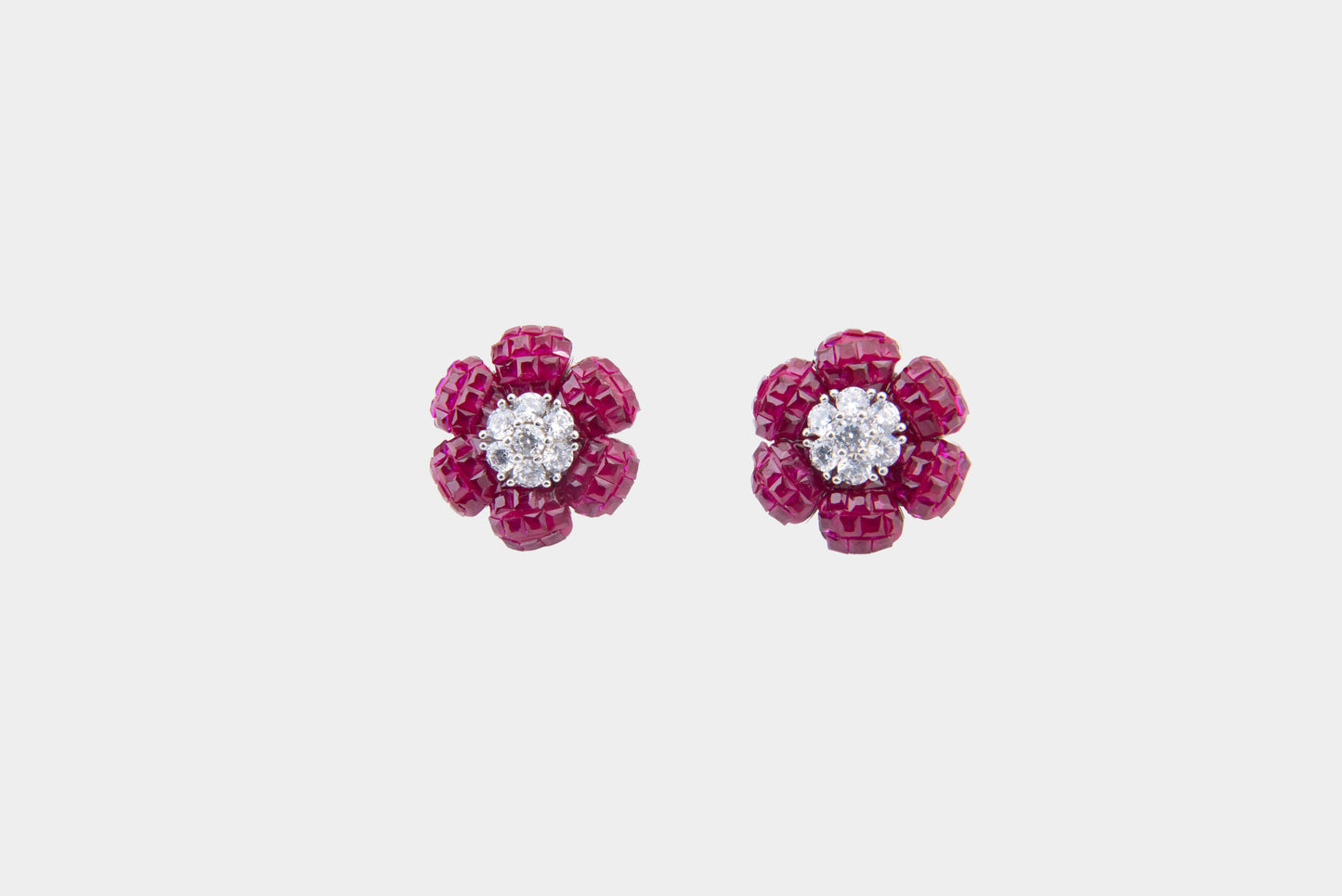 Ruby Royale Floral Stud Earrings