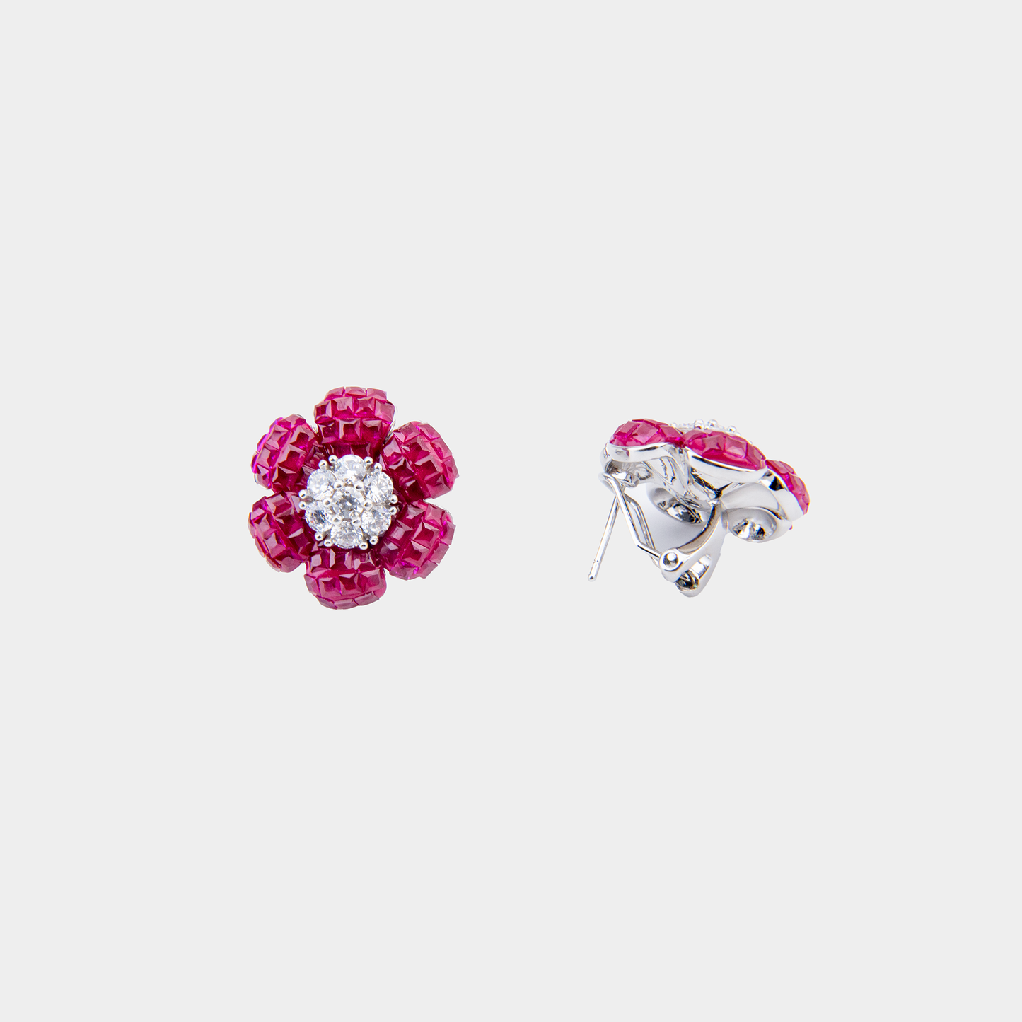 Ruby Royale Floral Stud Earrings