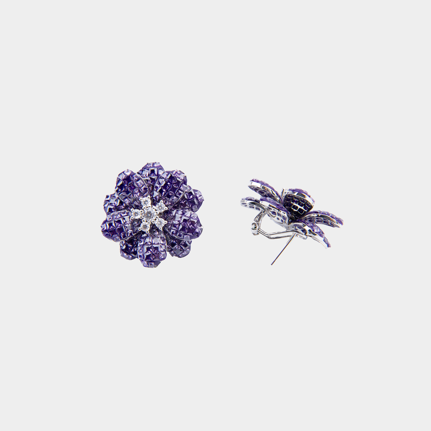 Purple Snowbloom Floral Stud Earrings