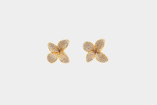 Golden Bloom Four-Petal Stud Earrings for Women