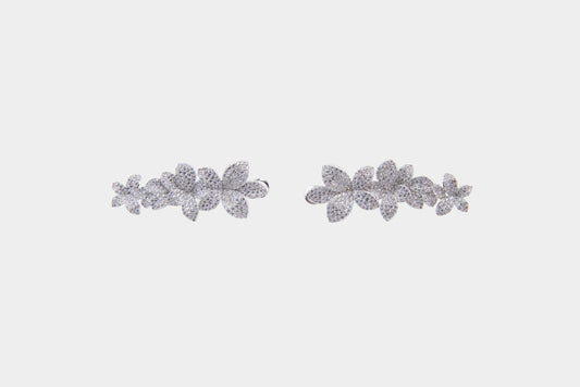 Crystal Blossom Ear Climber Earrings