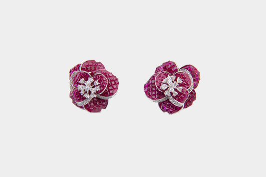 Ruby Floral Cluster Earrings