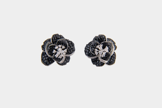 Midnight Bloom Black Floral Stud Earrings