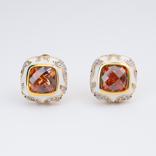 burnt amber cushion-cut doublet stone