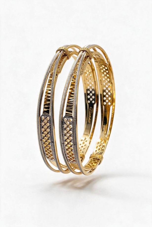 Two-Tone Heritage Lattice Bangle Pair