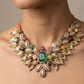 Verdant Gold Leaf Statement Necklace Set