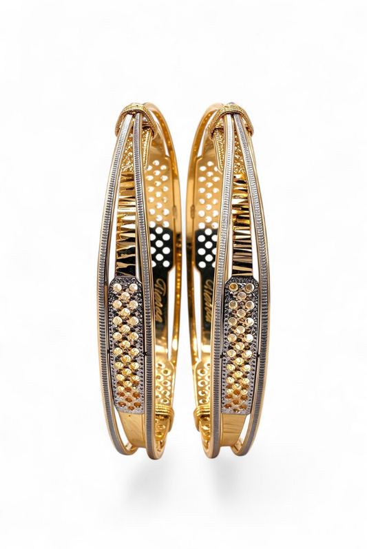 Two-Tone Heritage Lattice Bangle Pair