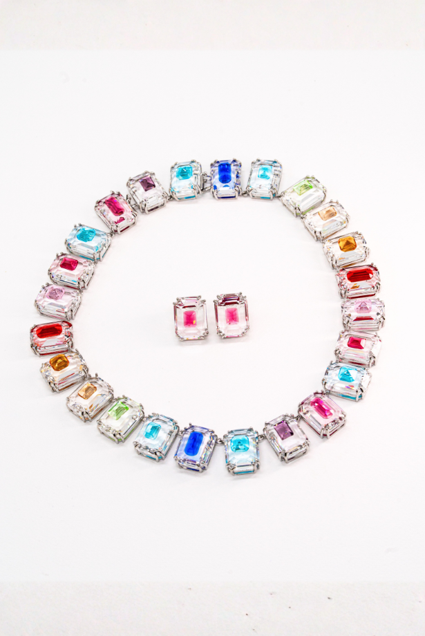 Rainbow Transparent Radiance Tennis Necklace Set