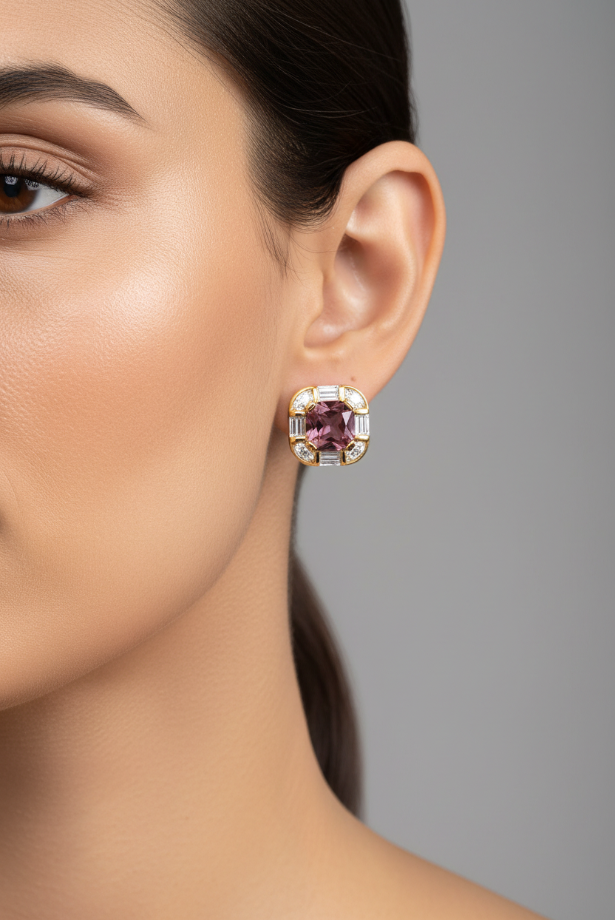 Dusty Rose Cushion Statement Studs