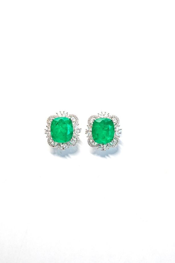 Emerald Cushion Studs
