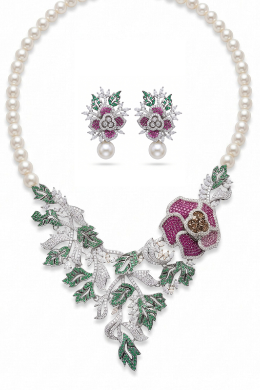 Botanical Bloom Pearl Statement Necklace
