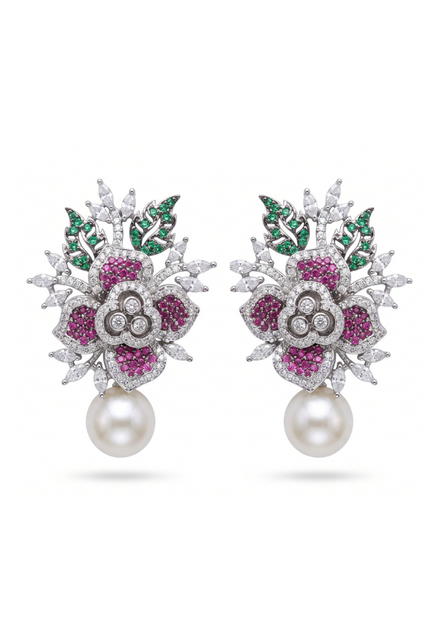 Botanical Bloom Pearl Statement Necklace