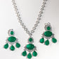 Bridal Pear Drop Emerald Necklace Set