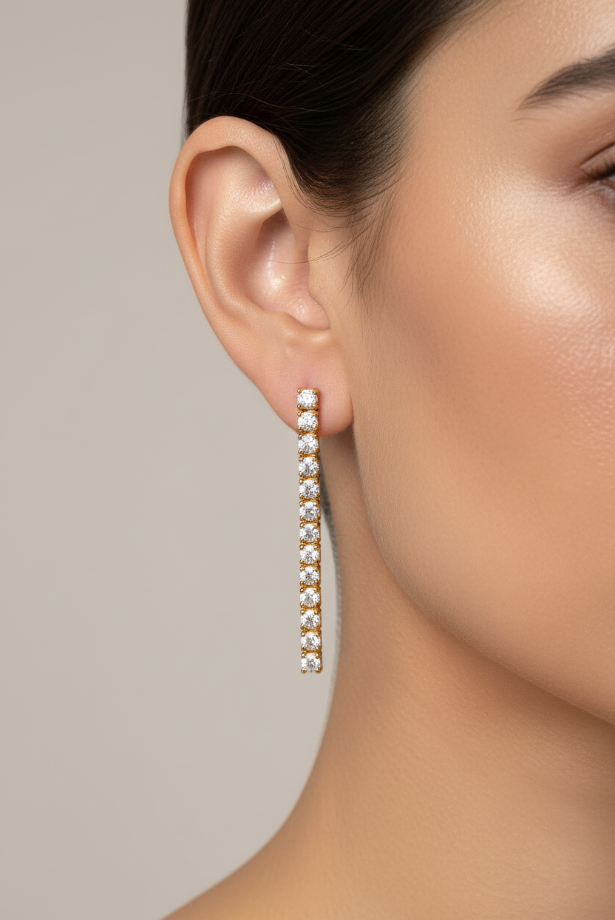 Classic Silver Tennis Necklace & Earring Set