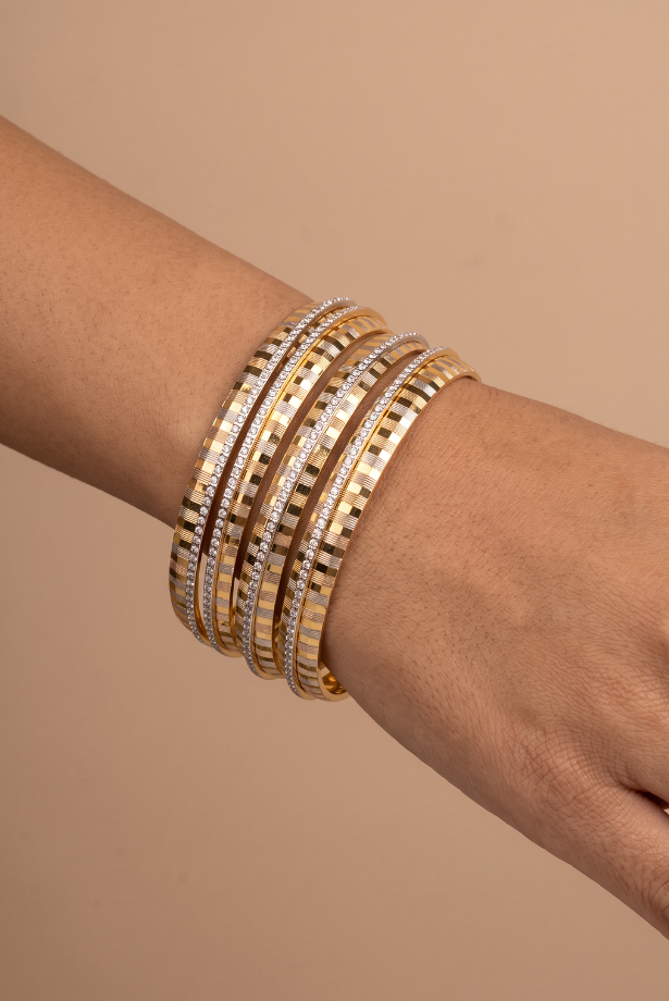 Two-Tone Linear Radiance Bangle Stack