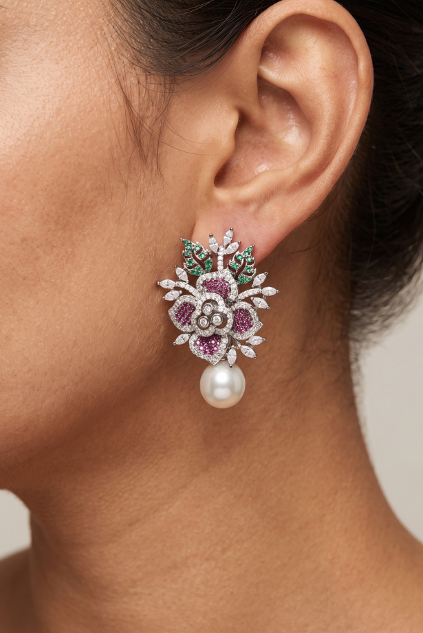 Botanical Bloom Pearl Statement Necklace