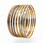 Tri-Tone Modern Line Bangle Stack