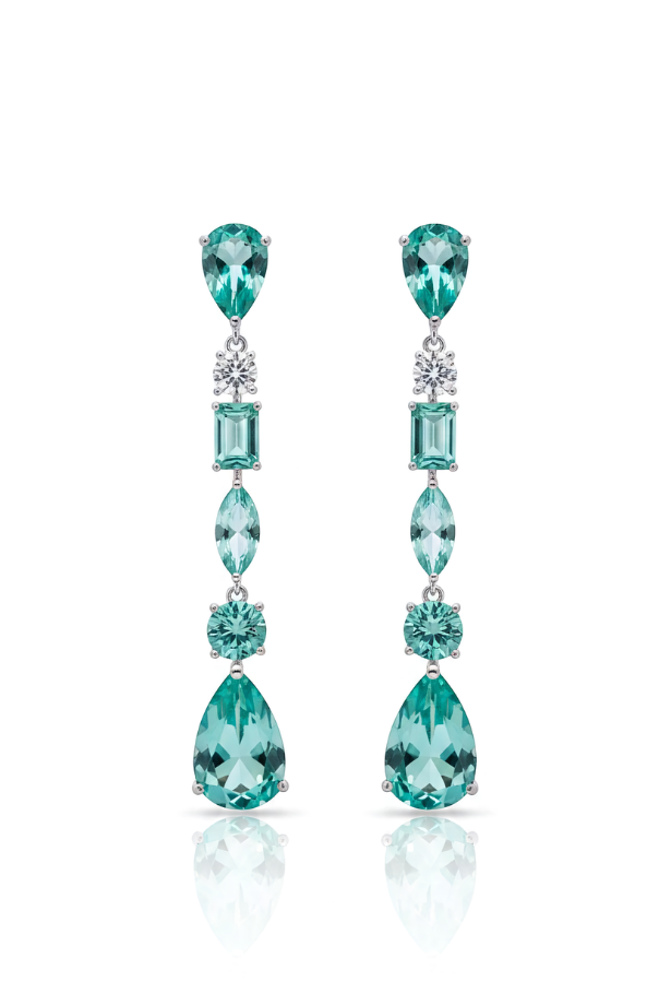 Aqua Cascade Statement Earring