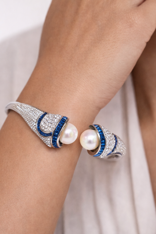 Azure Pearl Sculpt Cuff