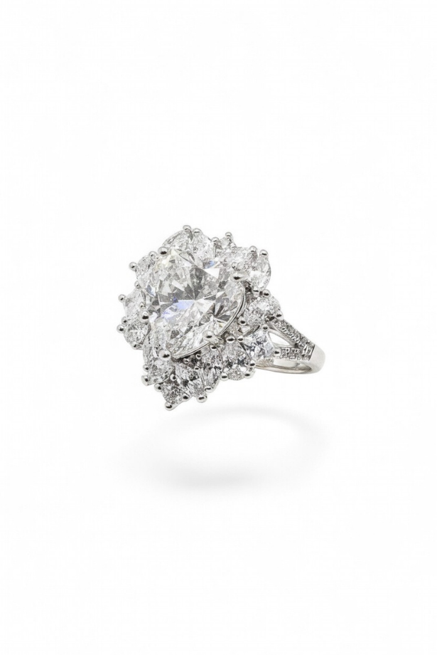 Pear Cluster Halo Ring