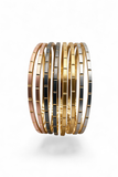 Tri-Tone Modern Line Bangle Stack