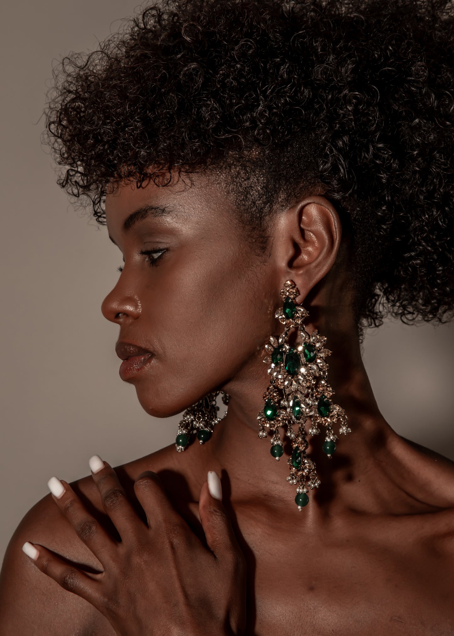 Exquisite Emerald and Crystal Chandelier Earrings