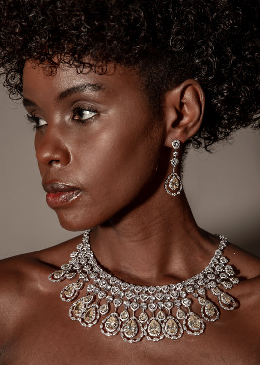 Radiant Teardrop Diamond Necklace and Earring Set