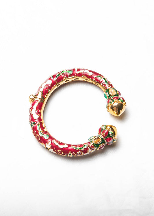 maroon bangle with natural gemstones - LABELRM