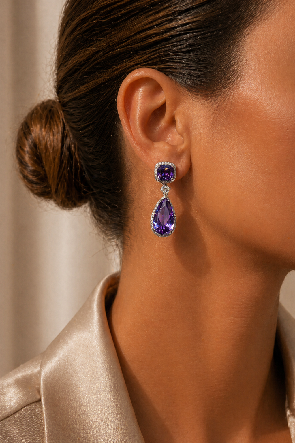 Celeste Drop Earring - Deep Purple