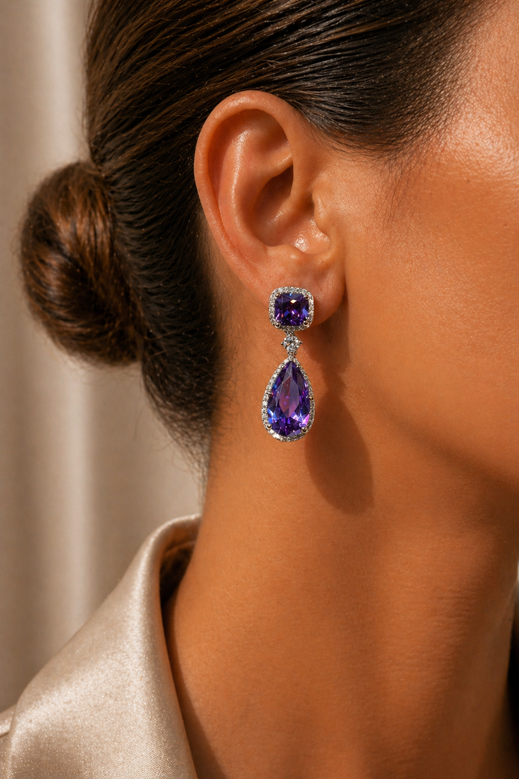 Celeste Drop Earring - Deep Purple