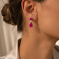 Celeste Drop Earring - Ruby Toned Stone