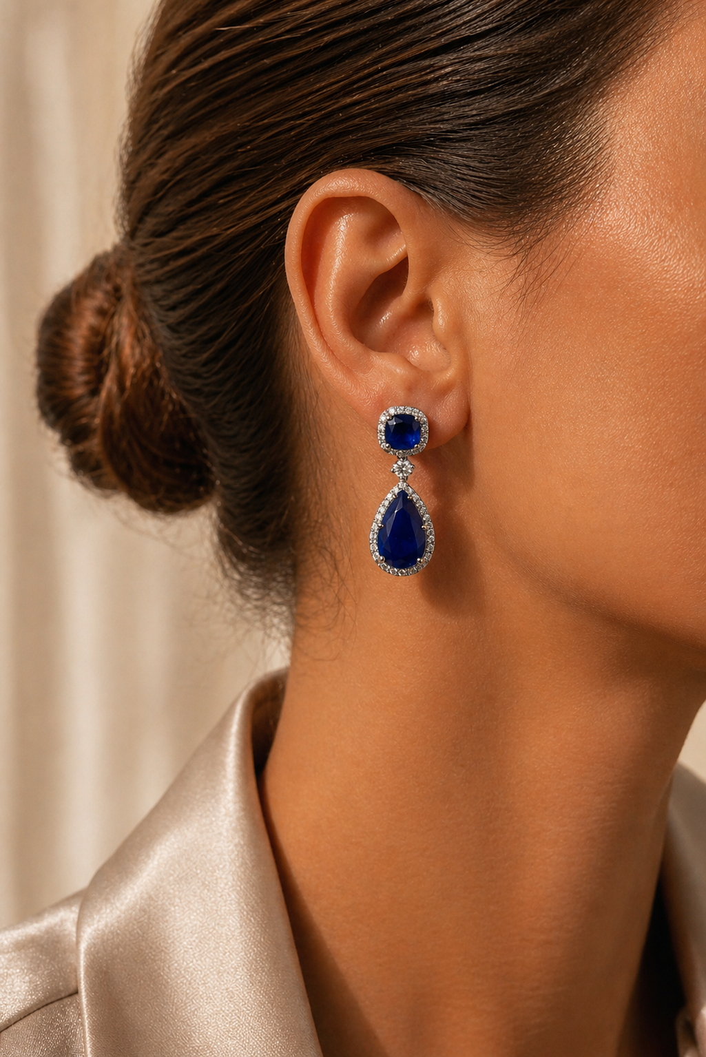 Celeste Drop Earring - Sapphire Toned Stones