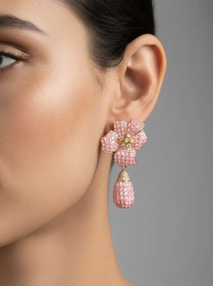Blush Bloom Drop Earrings