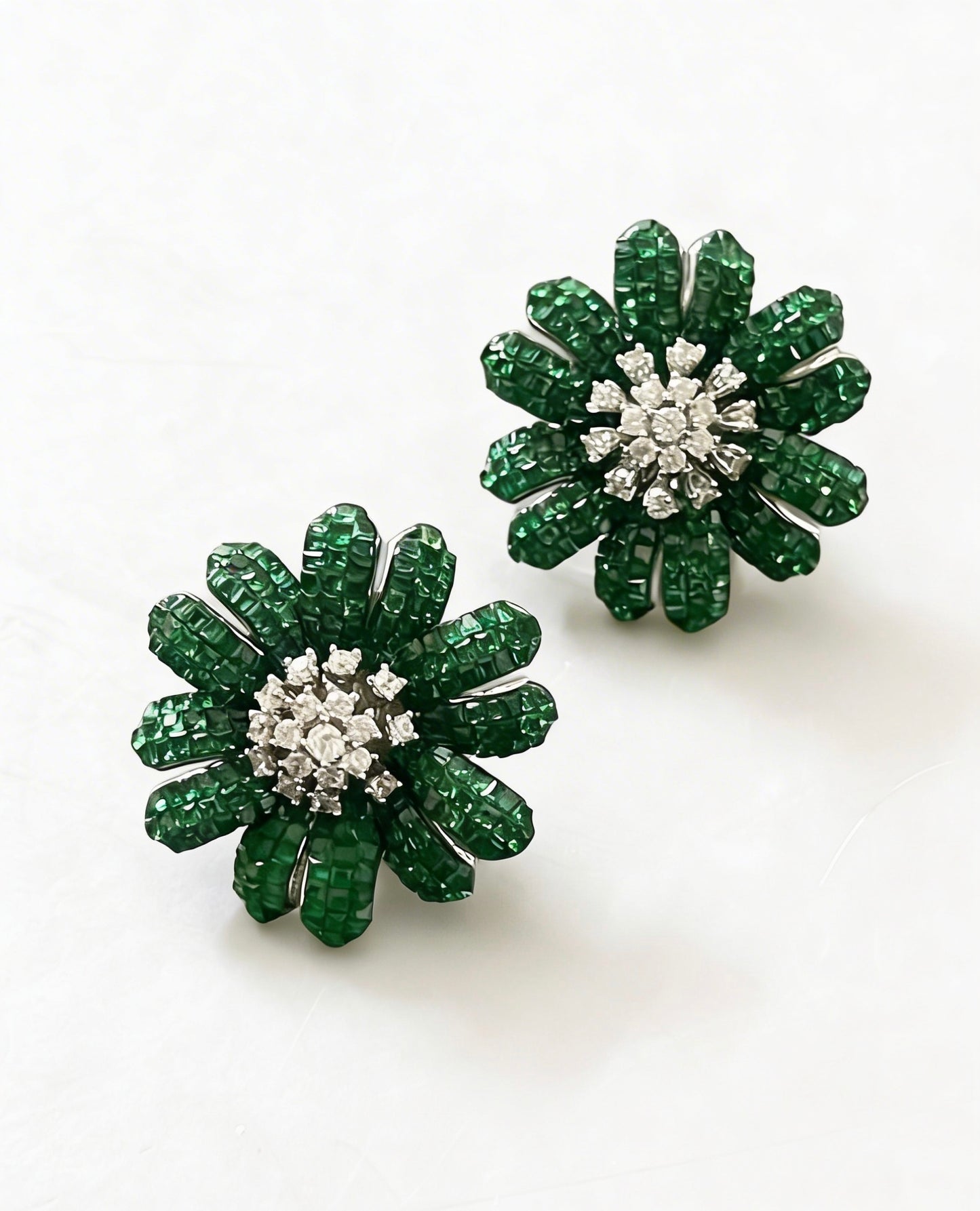 Emerald Petal Invisible Earrings