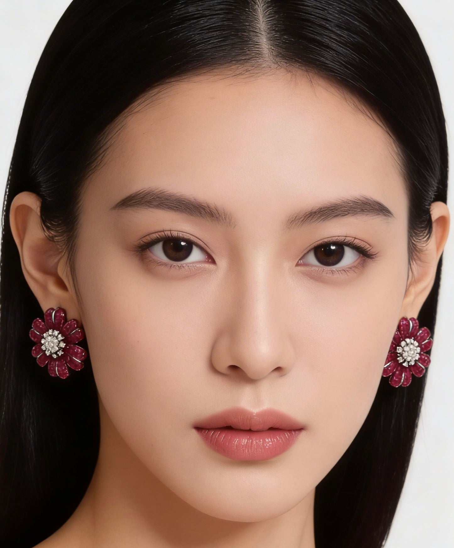 Crimson Petal Invisible Earrings