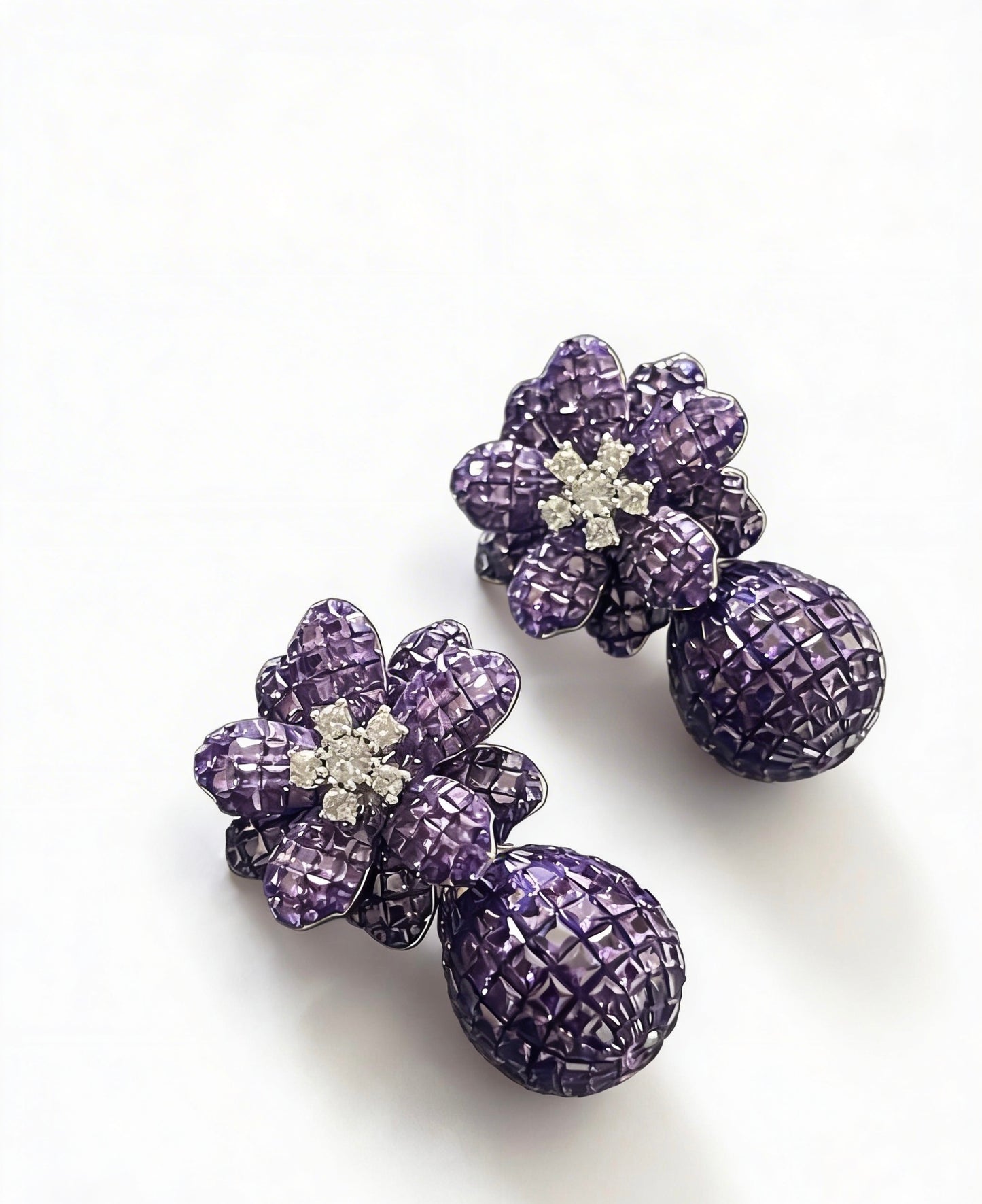 Midnight Amethyst Bloom Drop Earrings