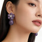 Midnight Amethyst Bloom Drop Earrings