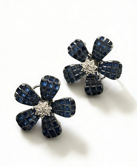Azure Bloom Invisible Drop Earrings