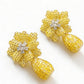 Citrine Flower Dangle Statement Earrings
