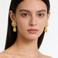 Citrine Flower Dangle Statement Earrings