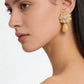 Citrine Flower Dangle Statement Earrings