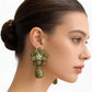 Peridot Bloom Statement Drop Earrings