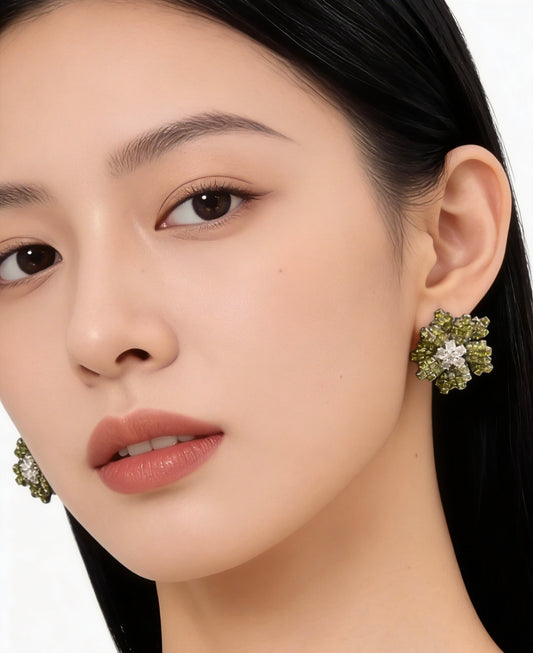 Peridot Bloom Statement Earrings