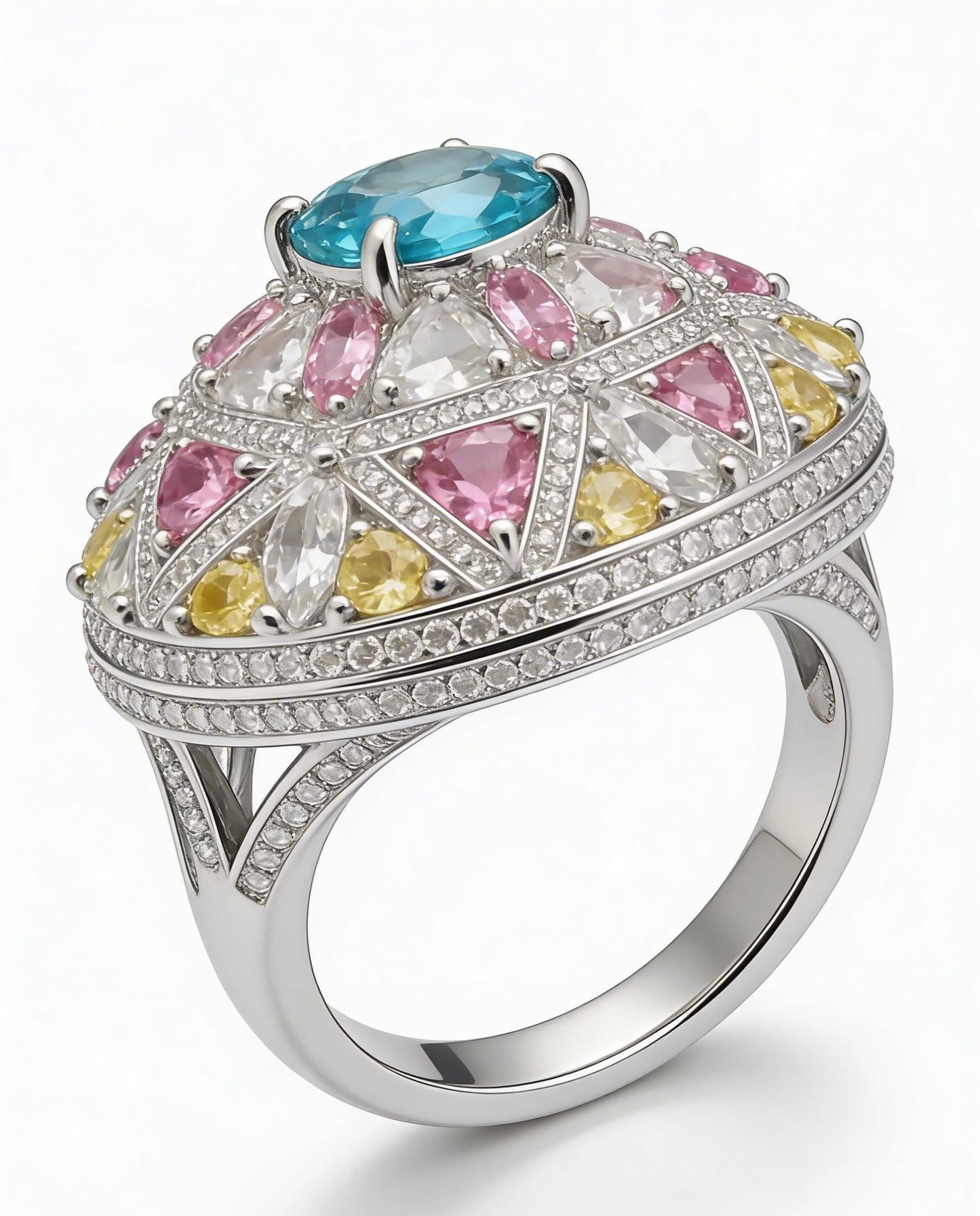 Aqua Multi-Stone Statement Ring