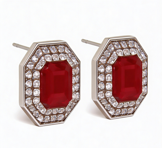 Blaze Cut Ruby Studs
