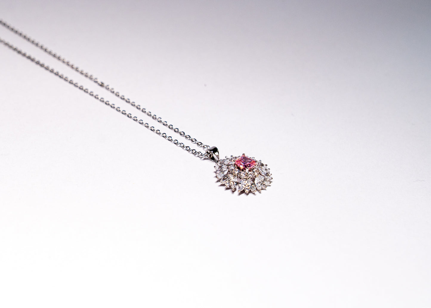 Blush Radiance Halo Pendant Necklace Set